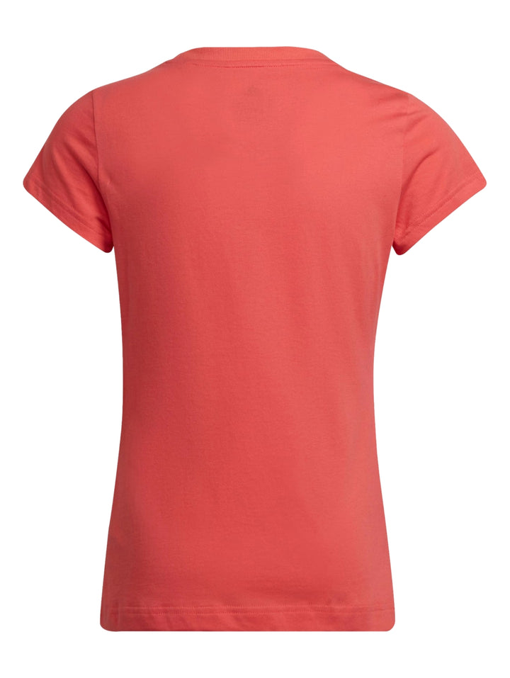 Playera deportiva Adidas para mujer en color coral con logotipo blanco en el pecho.