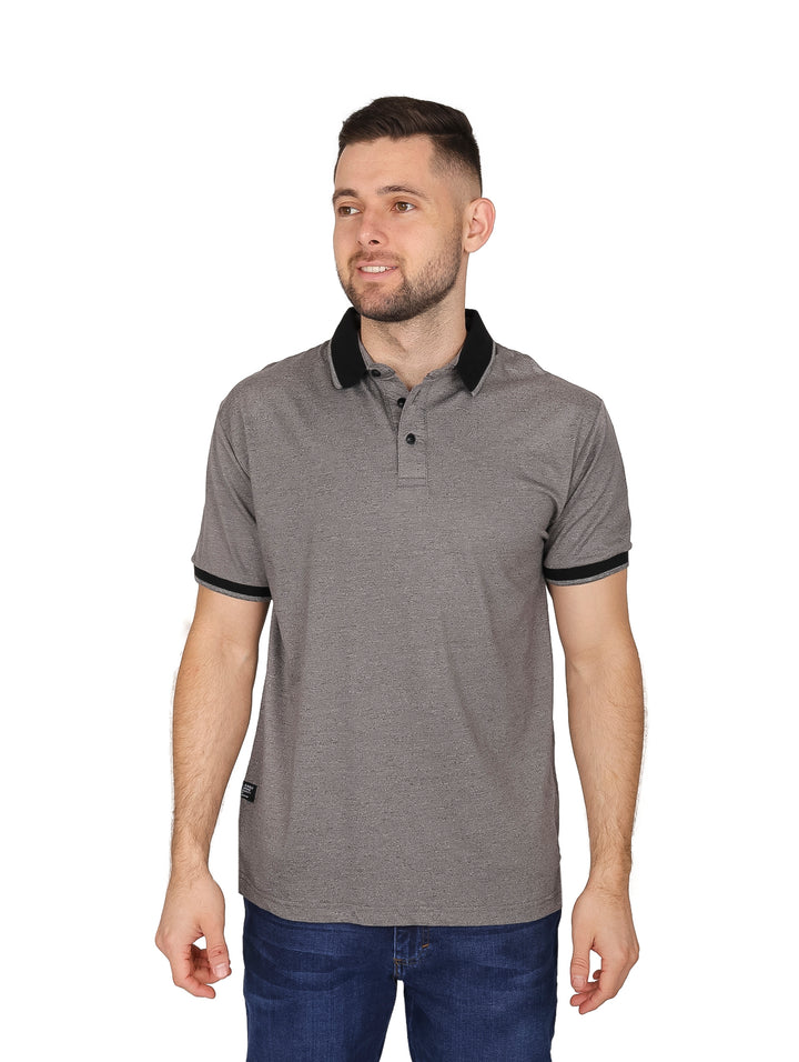 Playera Polo Vertical Eagle Gris Jaspeado para Hombre