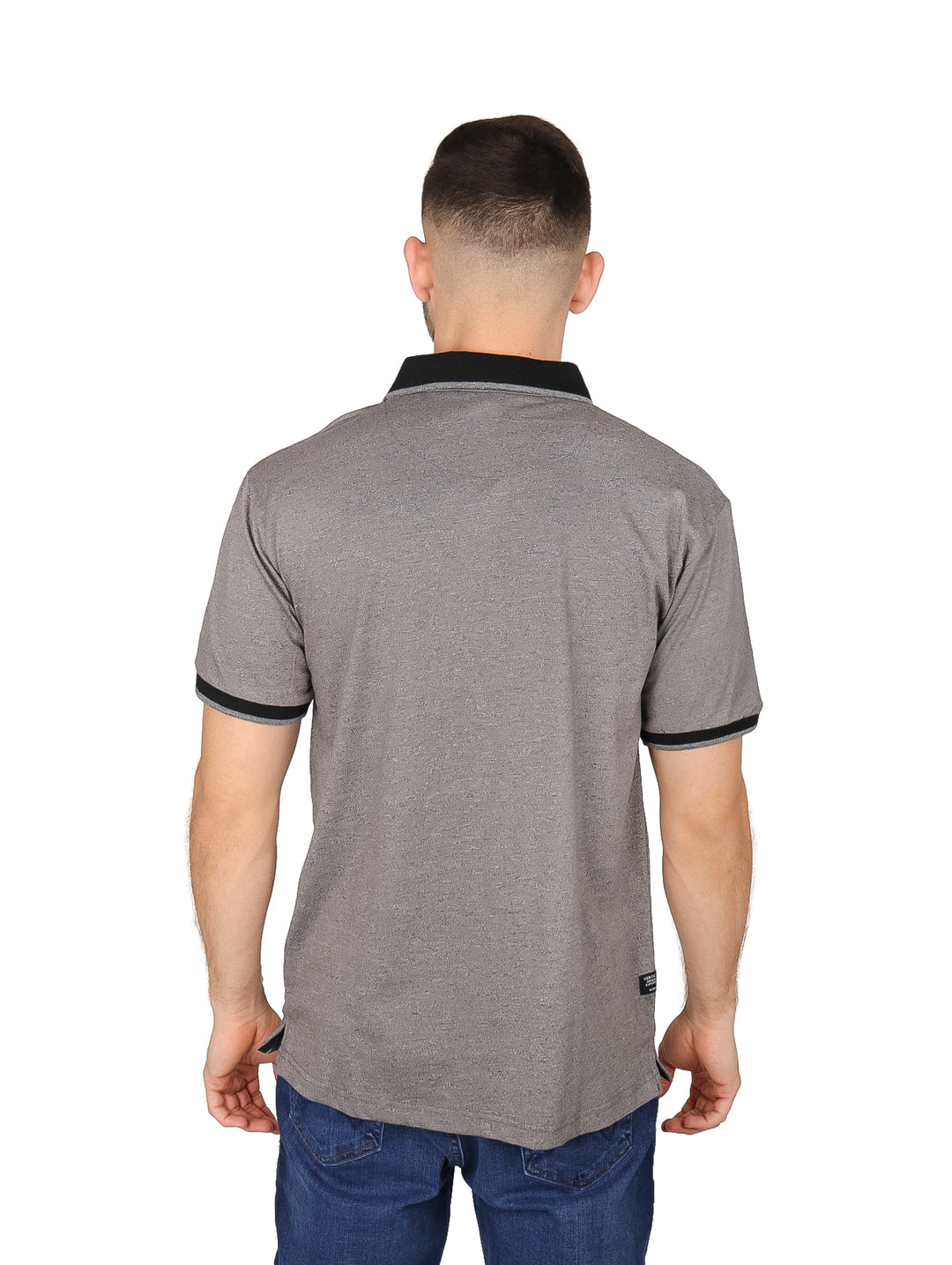 Playera Polo Vertical Eagle Gris Jaspeado para Hombre