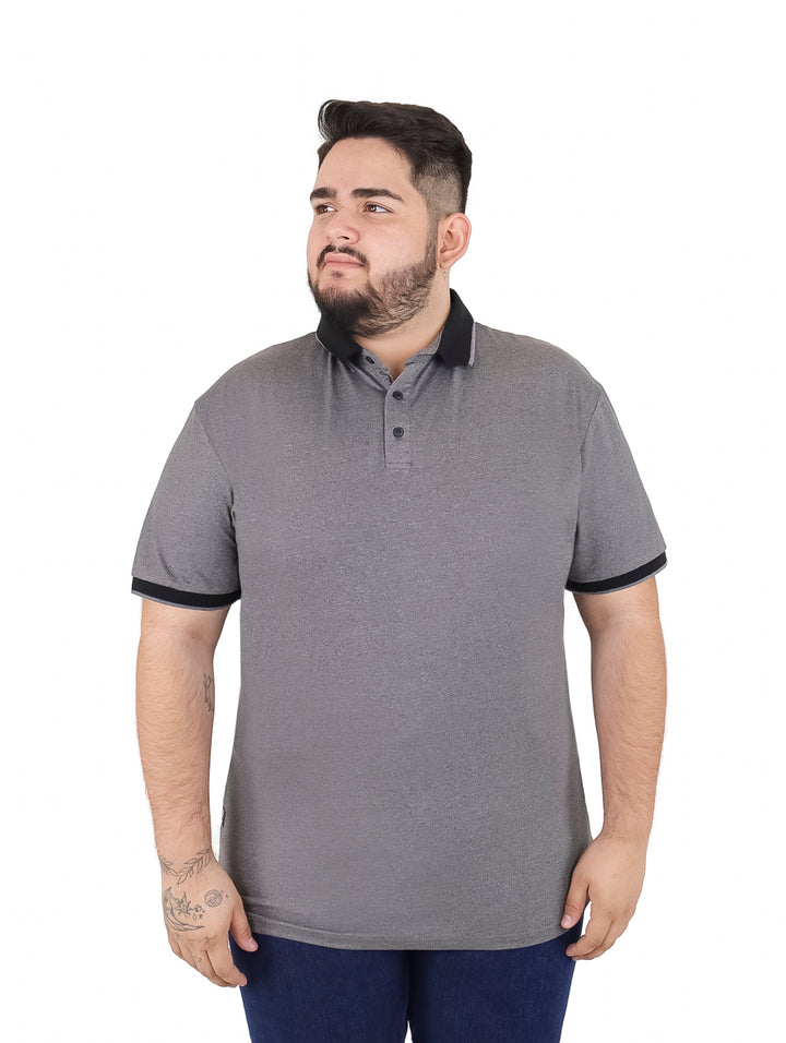 Playera Polo Vertical Eagle Gris Slub para Hombre