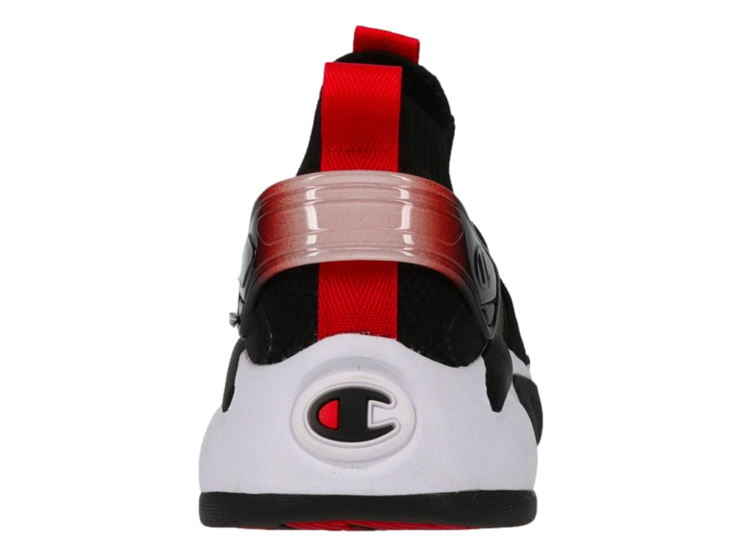 Tenis deportivos Champion XG Tech Pro color negro con detalles rojos y suela blanca.