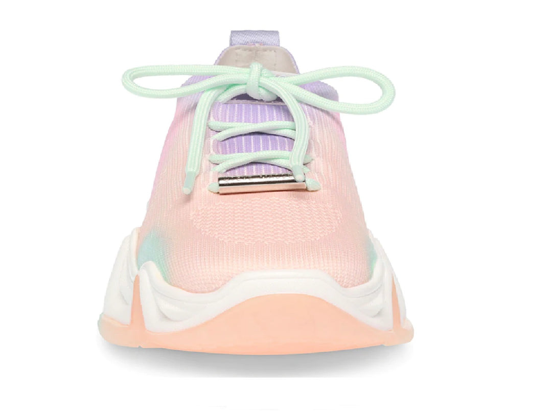 Tenis Steve Madden Cityscape en colores pastel multicolor con suela blanca ancha y plataforma.