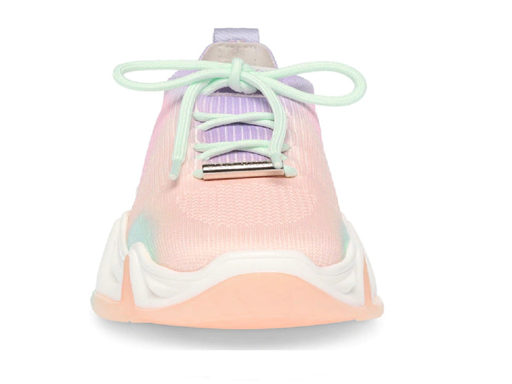 Tenis Steve Madden Cityscape en colores pastel multicolor con suela blanca ancha y plataforma.