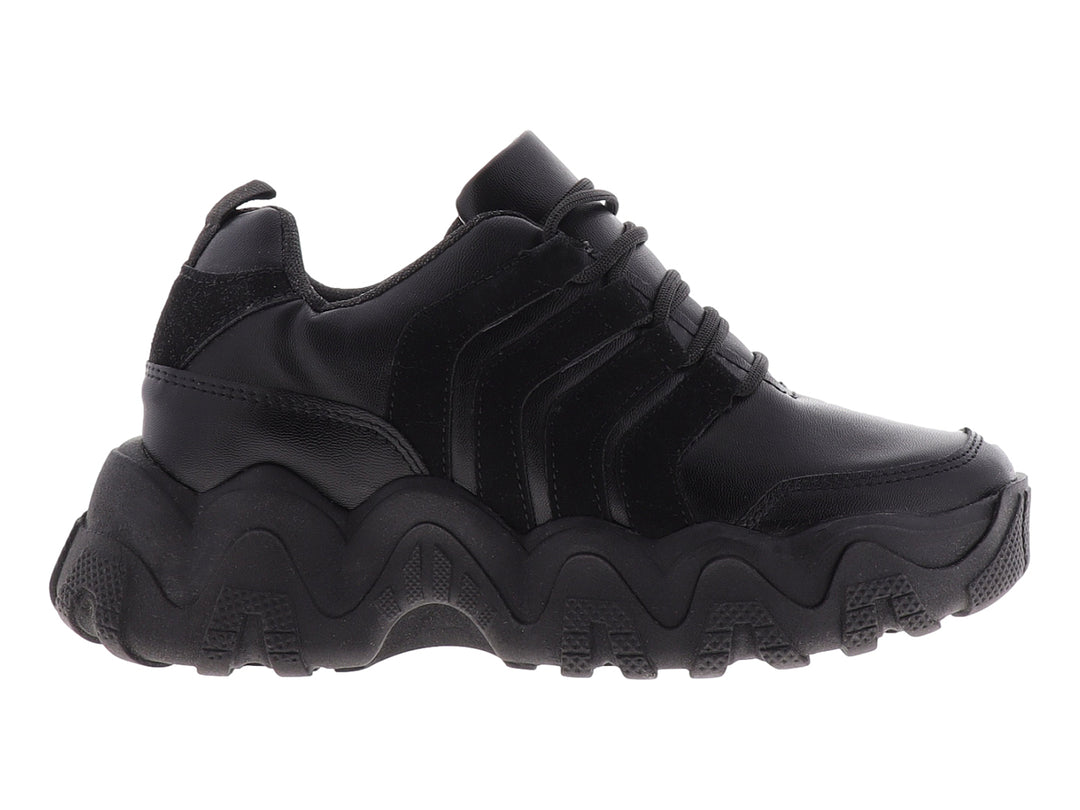 Tenis urbanos para Mujer en color negro con suela gruesa y esculpida.