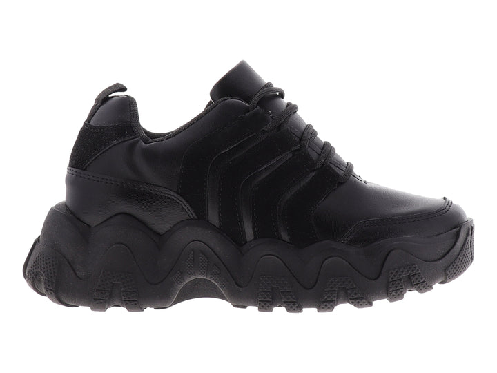Tenis urbanos para Mujer en color negro con suela gruesa y esculpida.