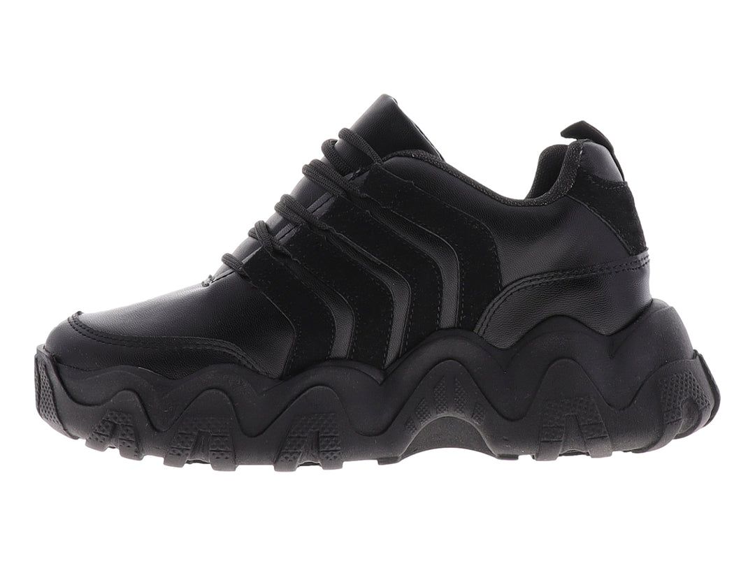 Tenis urbanos para Mujer en color negro con suela gruesa y esculpida.