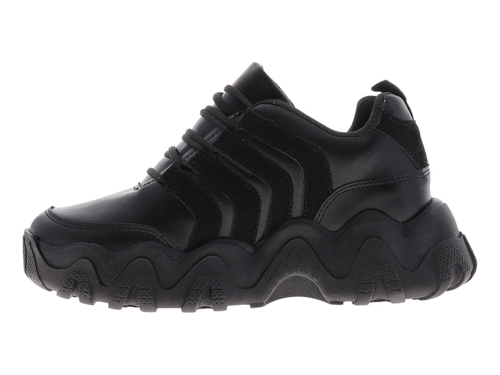 Tenis urbanos para Mujer en color negro con suela gruesa y esculpida.