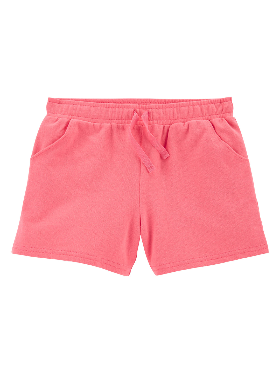 Short rosa para niña con cintura elástica, cordón ajustable y bolsillos laterales.