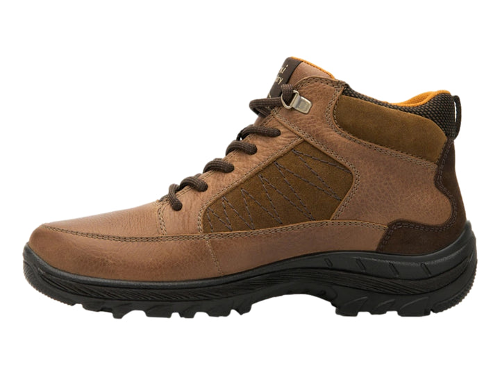 Botín Flexi color tan de cuero con suela negra y agujetas, estilo casual country.