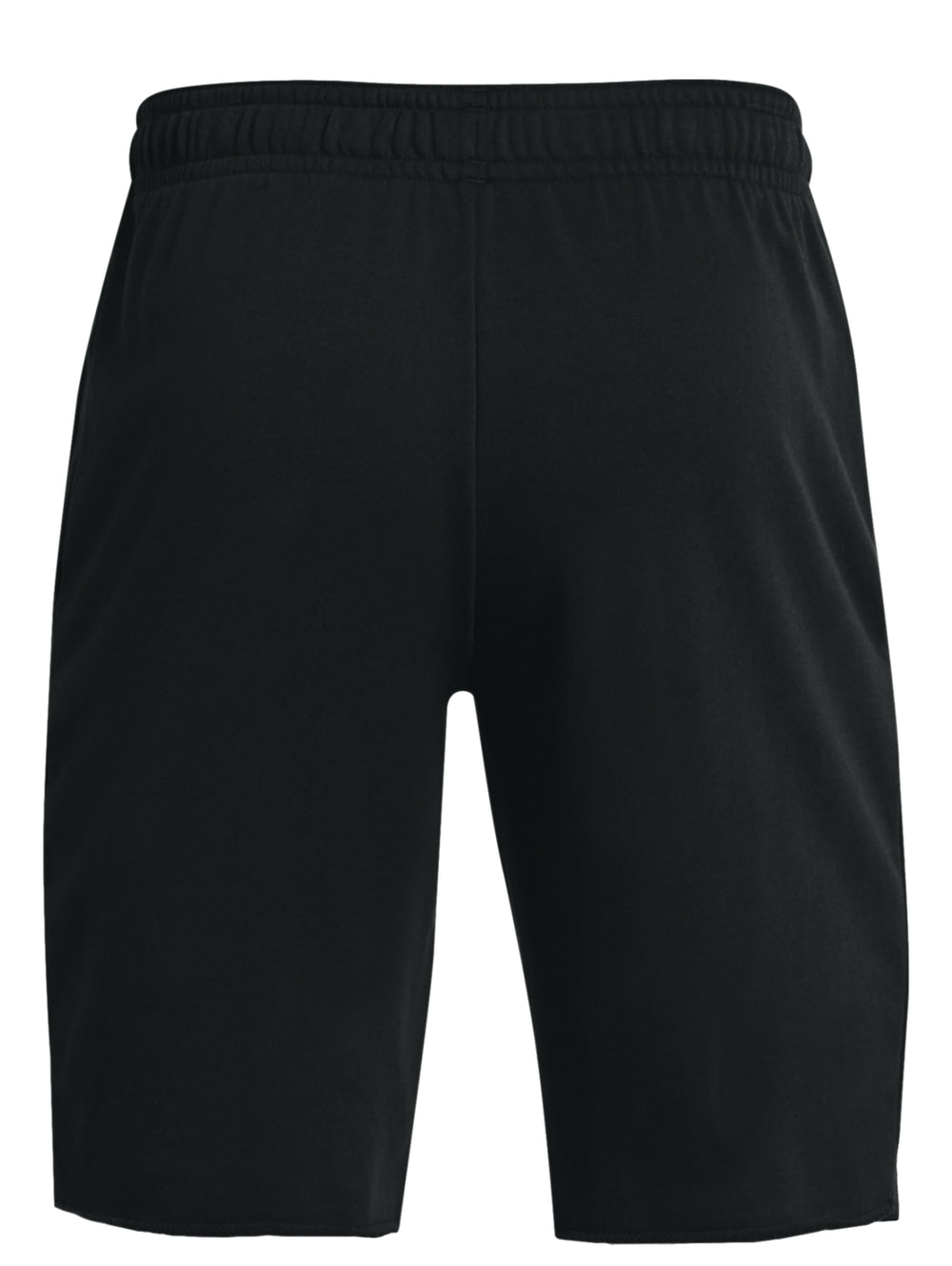 Pantalones cortos deportivos Under Armour en color negro con cordones blancos y logo lateral blanco.