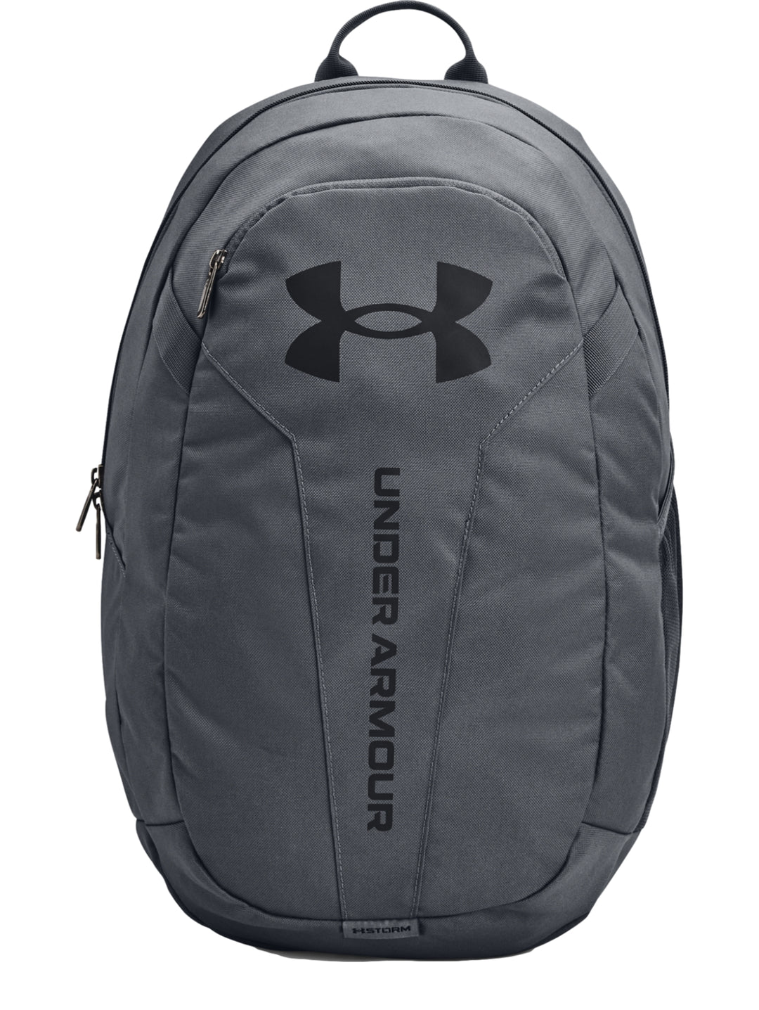 Mochila Under Armour Hustle Lite en color gris oscuro con logotipo negro y diseño deportivo.