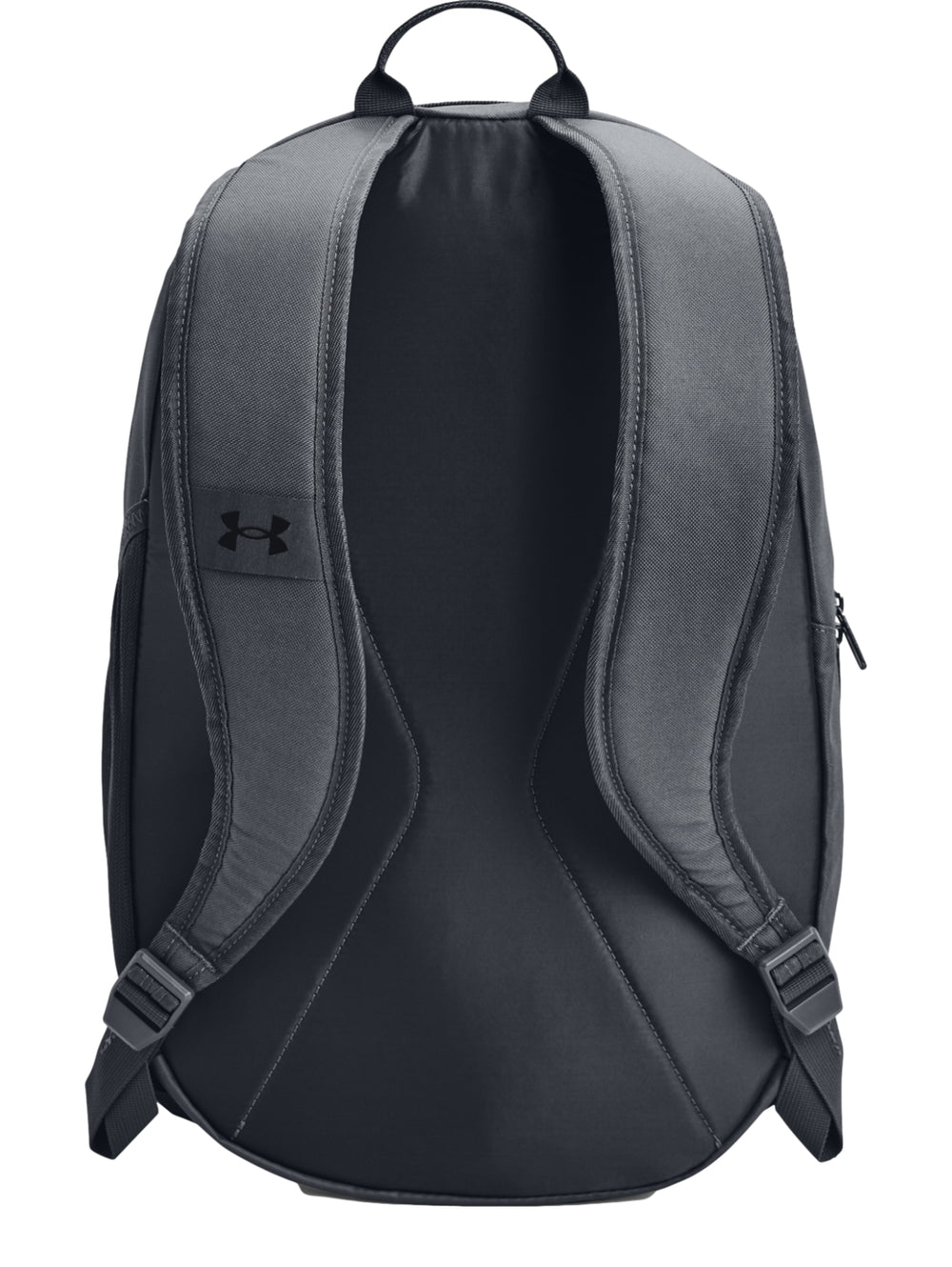 Mochila Under Armour Hustle Lite en color gris oscuro con logotipo negro y diseño deportivo.