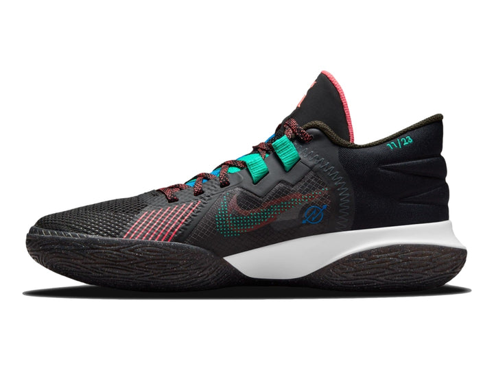 Tenis de baloncesto Nike Kyrie Flytrap V color negro con detalles en rosa, verde y blanco.