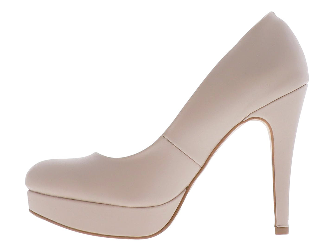 Zapato de tacón alto con plataforma en color beige clay.