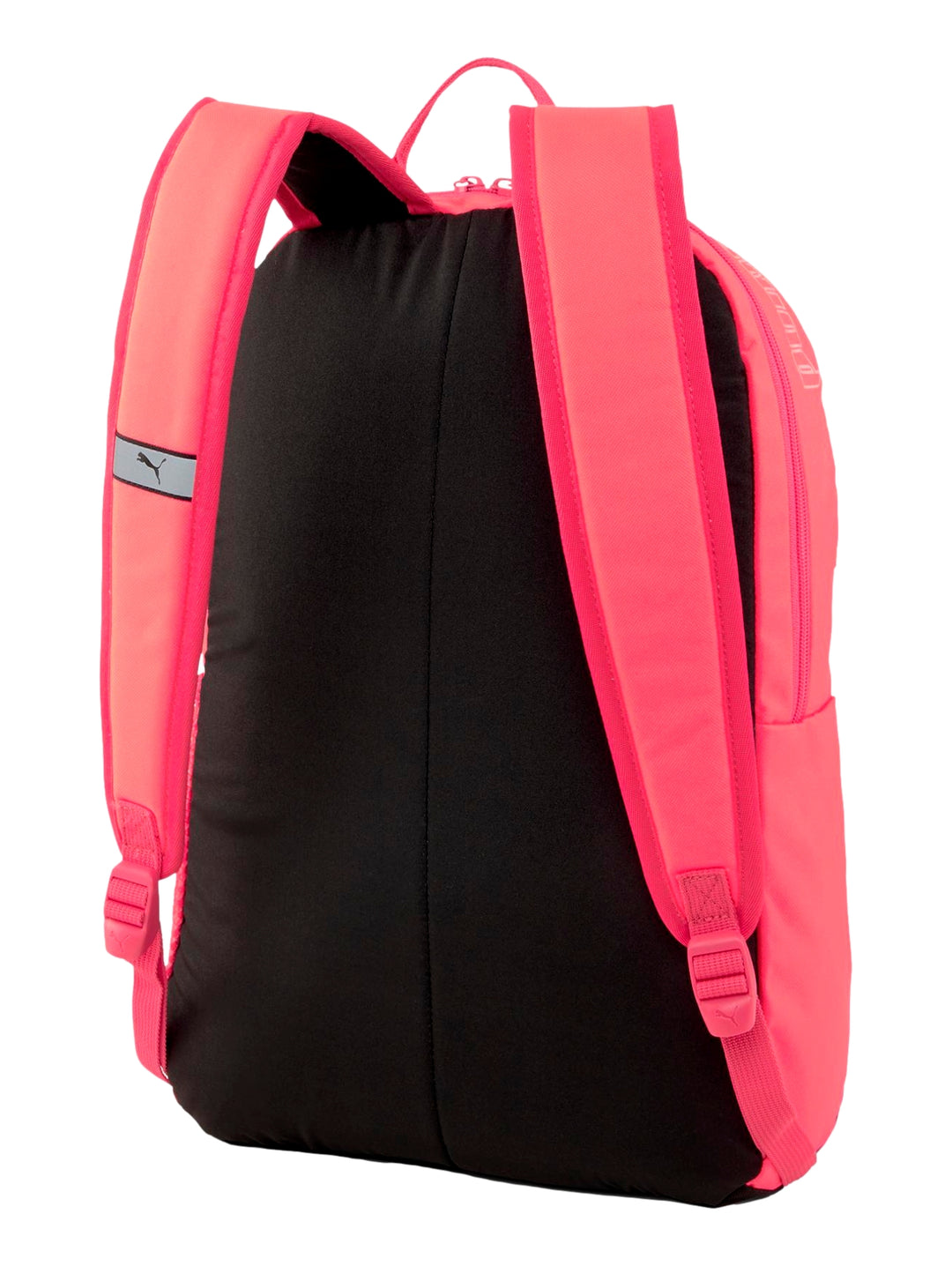 Mochila escolar PUMA color rosa Sunblaze con logotipo blanco y base negra.