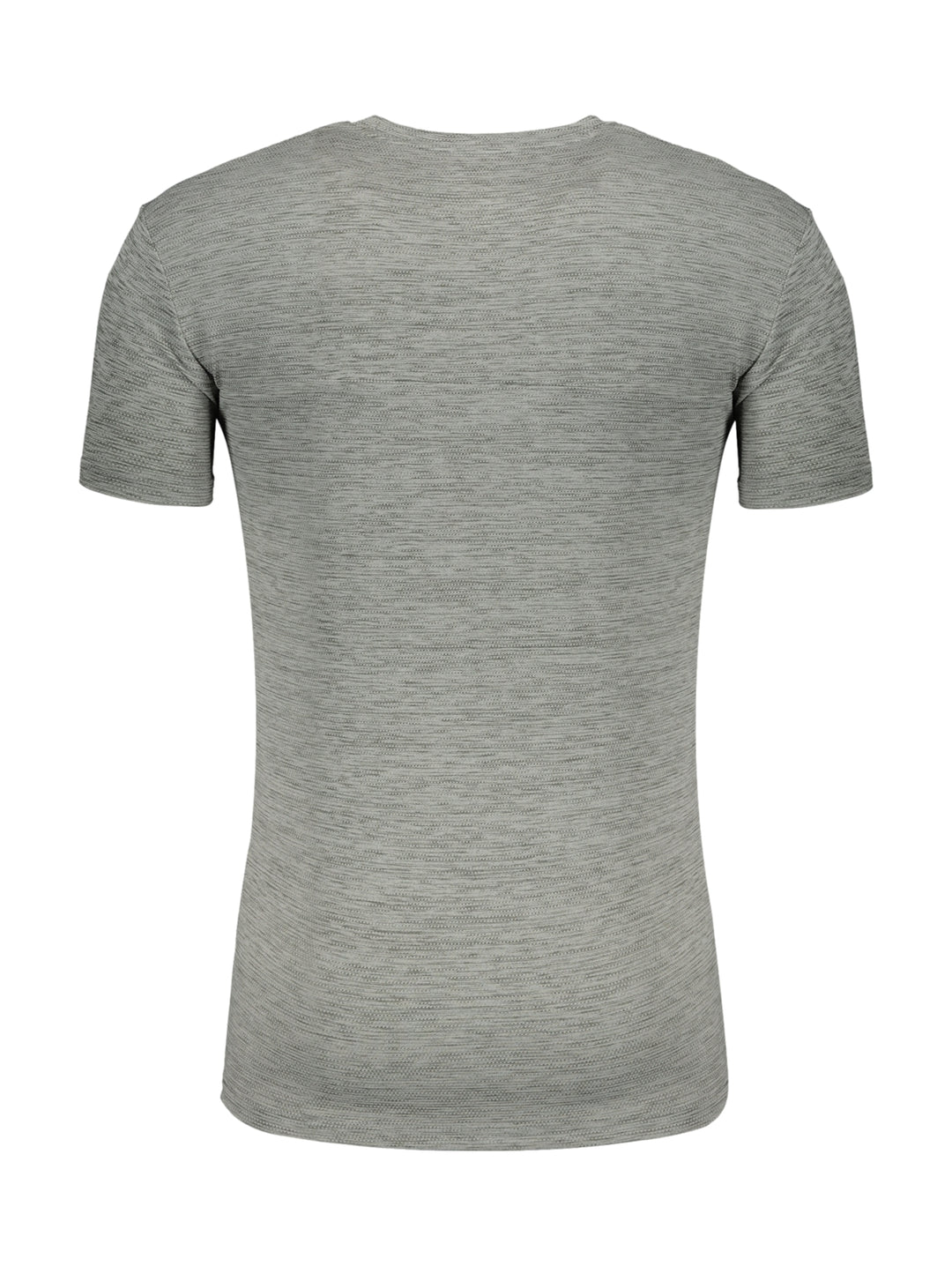 Playera deportiva Charly de manga corta y cuello redondo en color gris jaspeado.