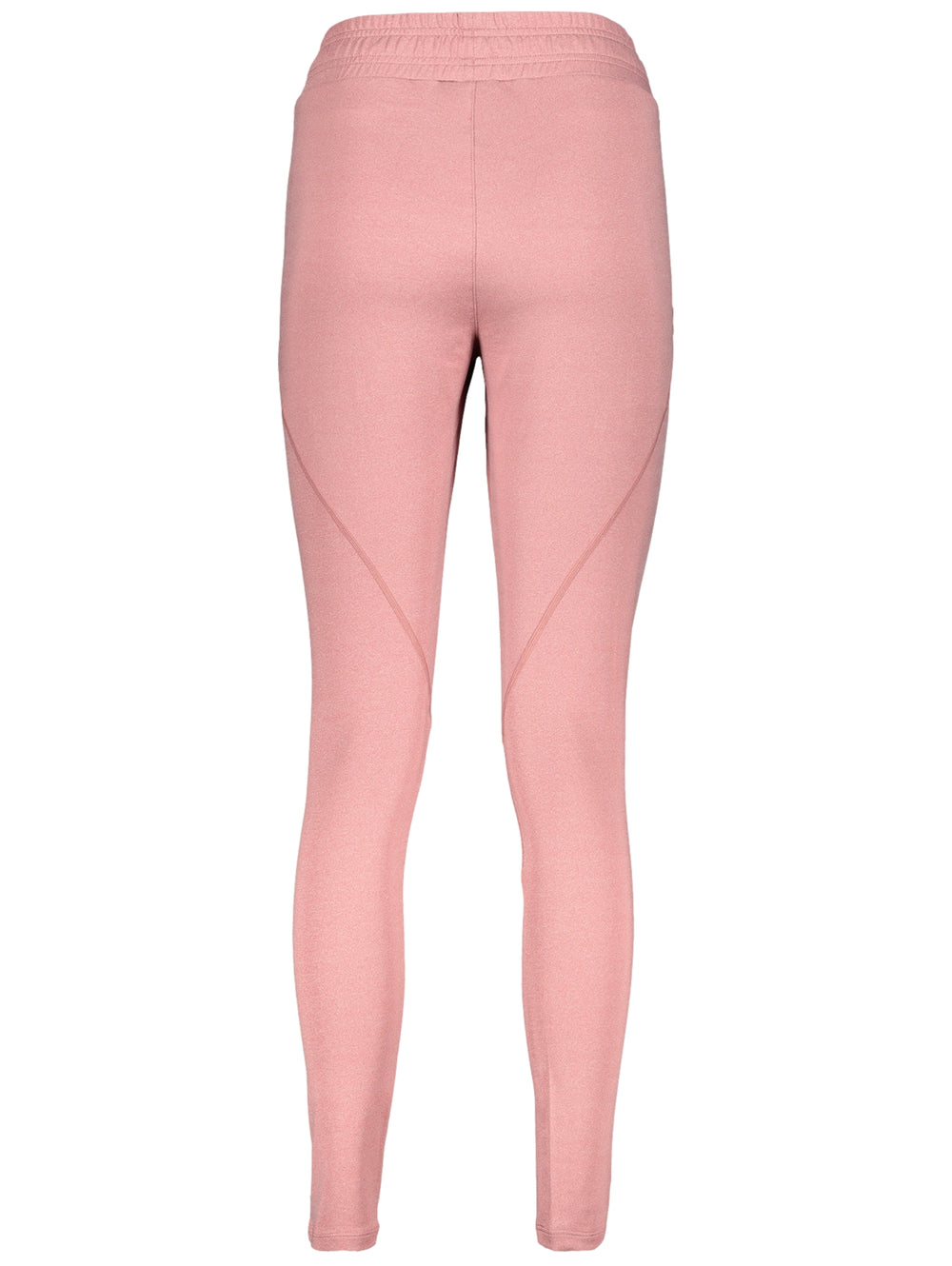 Pantalones deportivos para correr de color rosa con detalles reflectantes en los tobillos.