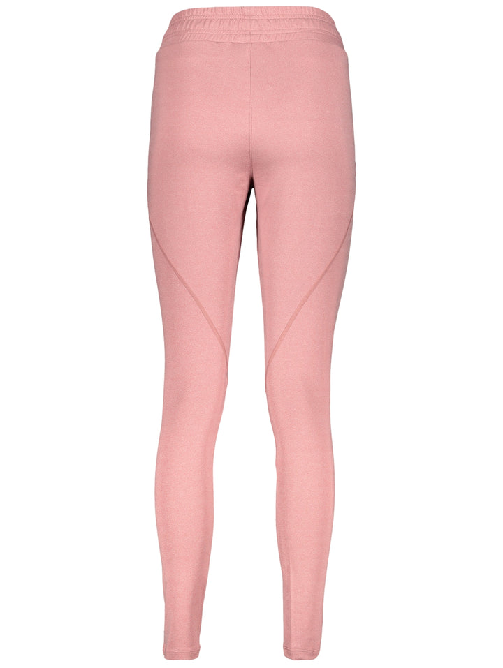 Pantalones deportivos para correr de color rosa con detalles reflectantes en los tobillos.