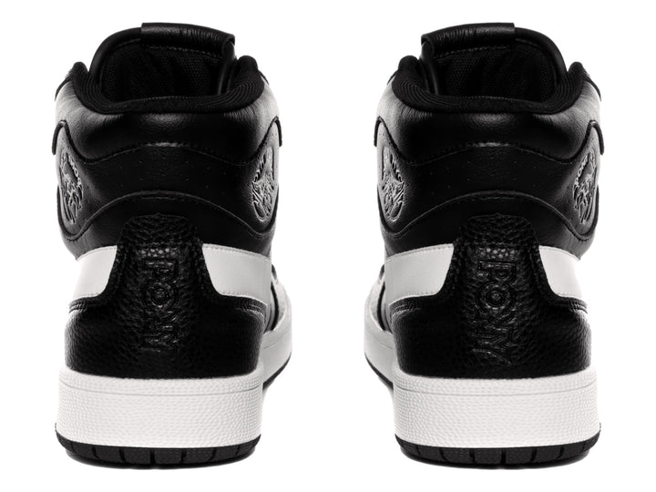 Tenis PONY high-top color negro con franja lateral y suela blanca.