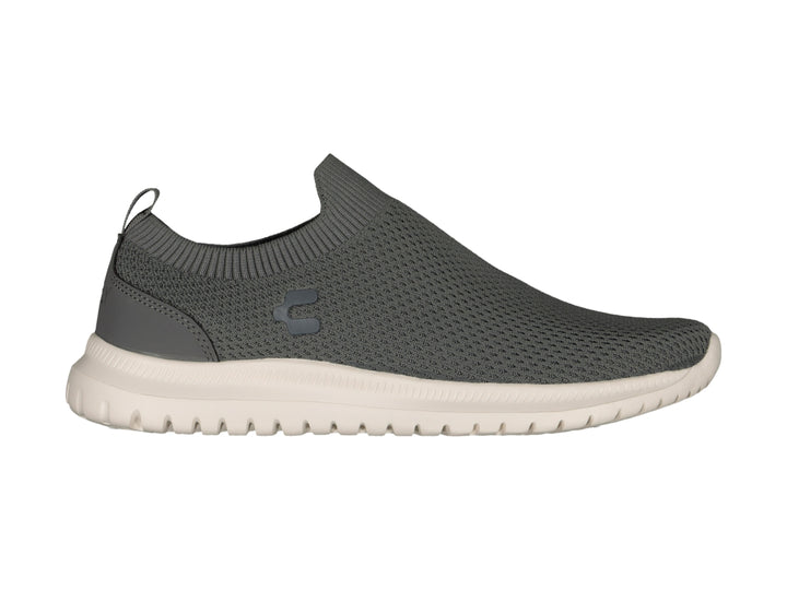 Tenis Charly color gris con suela blanca, diseño slip-on sin agujetas.