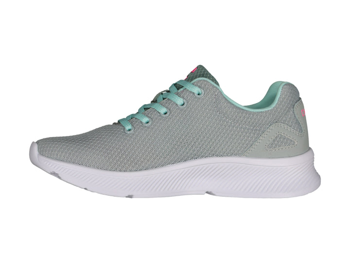 Tenis deportivos Charly color gris con detalles en aqua y suela blanca.