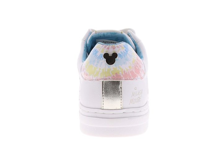 Tenis infantiles color ivory con detalles en colores pastel y suela blanca.