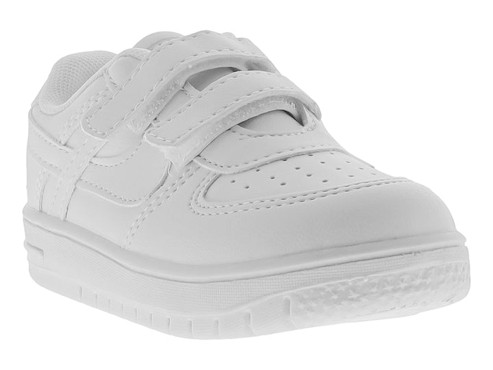 Tenis escolares marca Panam en color blanco con cierre de velcro para niños.