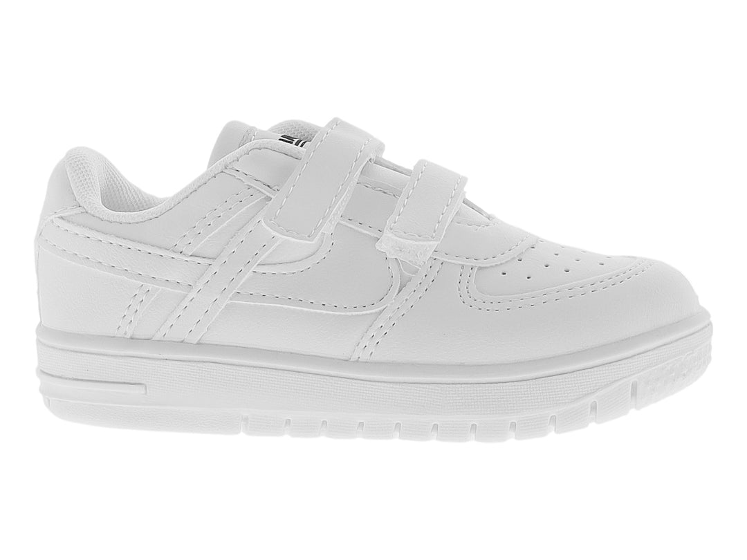 Tenis escolares marca Panam en color blanco con cierre de velcro para niños.