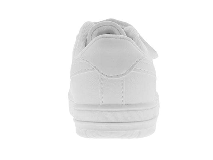 Tenis escolares marca Panam en color blanco con cierre de velcro para niños.