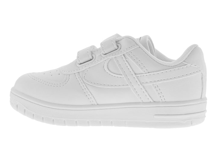 Tenis escolares marca Panam en color blanco con cierre de velcro para niños.