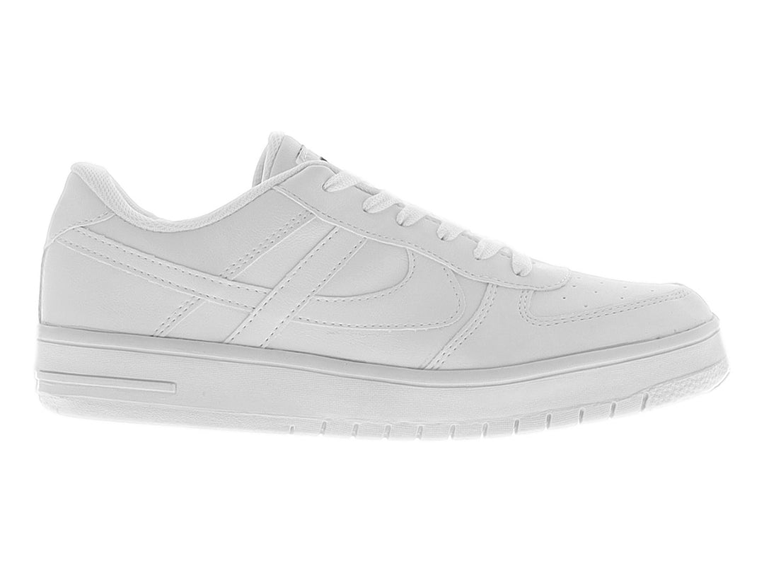 Tenis blancos de la marca Panam, estilo casual y deportivo con suela plana y cordones.