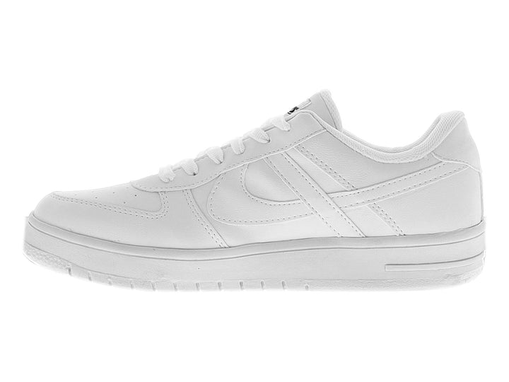 Tenis blancos de la marca Panam, estilo casual y deportivo con suela plana y cordones.