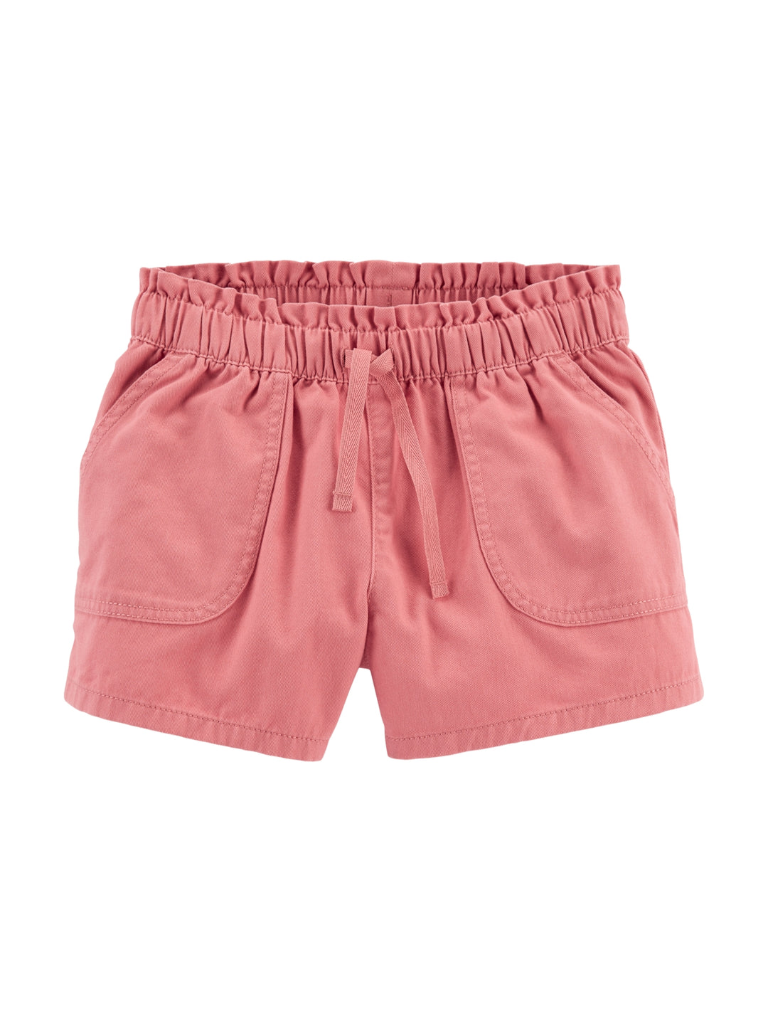 Shorts color mauve para niña con cintura elástica, cordón ajustable y bolsillos laterales.