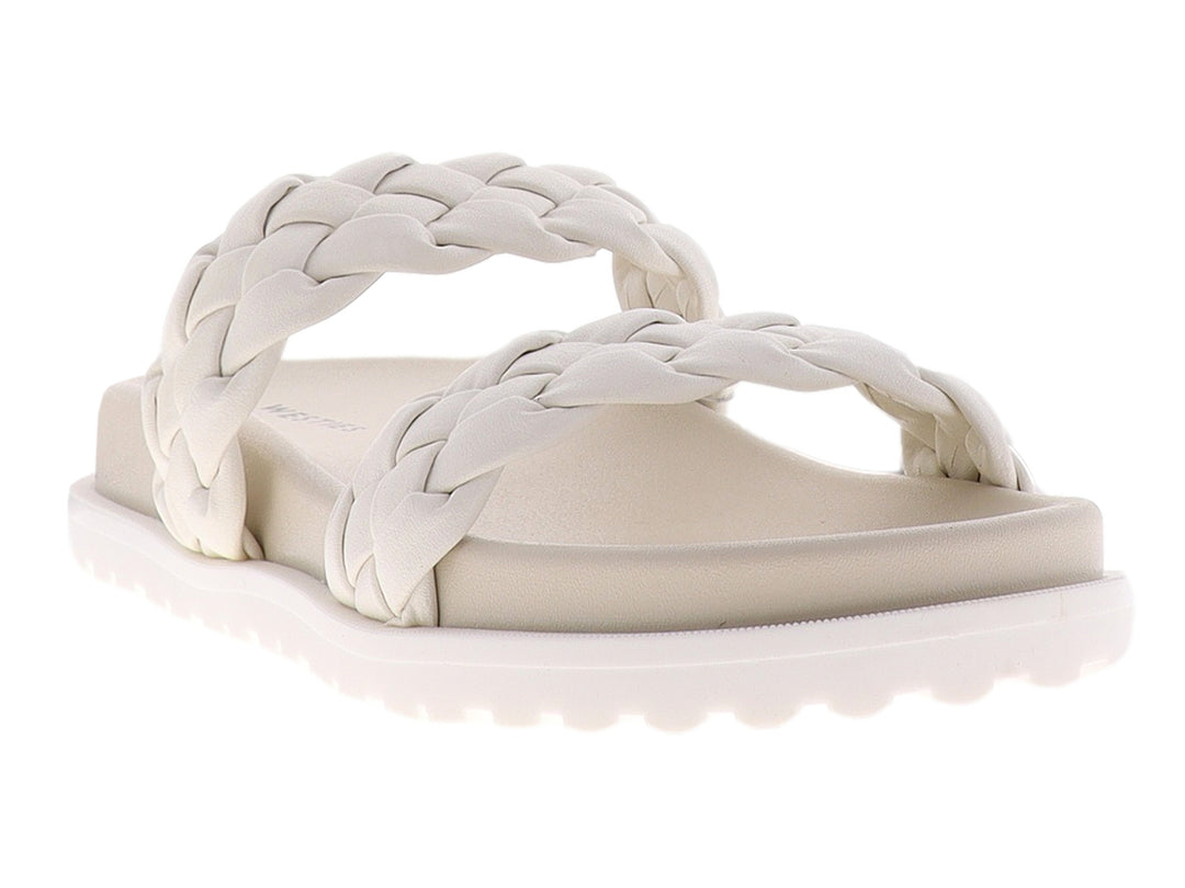 Sandalias Westies color ivory con tiras trenzadas y suela blanca de plataforma ligera.