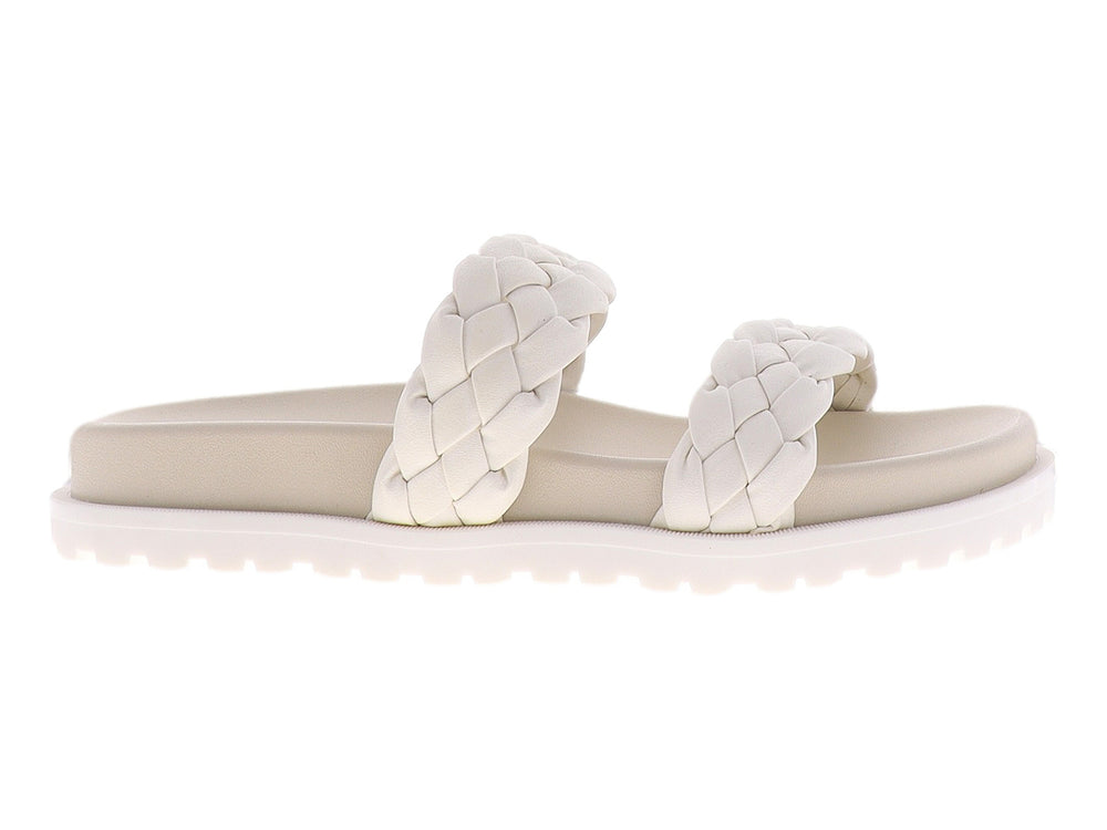 Sandalias Westies color ivory con tiras trenzadas y suela blanca de plataforma ligera.