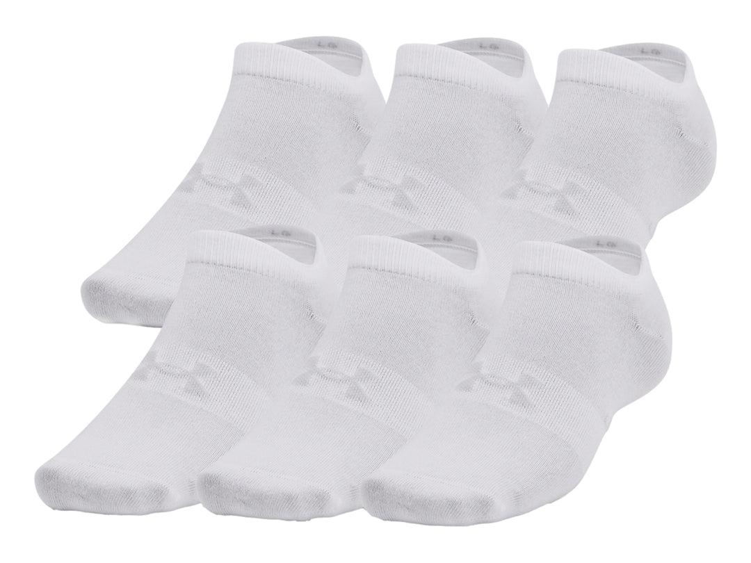 Paquete de 6 pares de calcetines blancos Under Armour estilo no show.