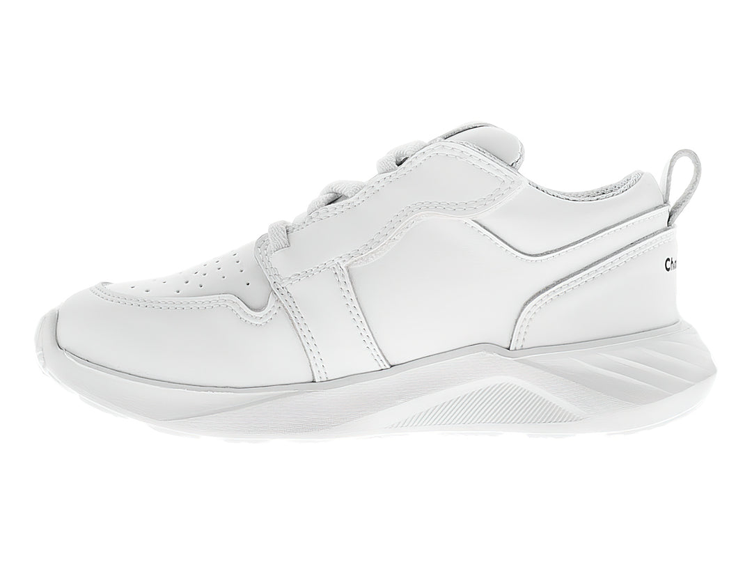 Tenis escolares color blanco para niño o niña con agujetas y suela blanca.