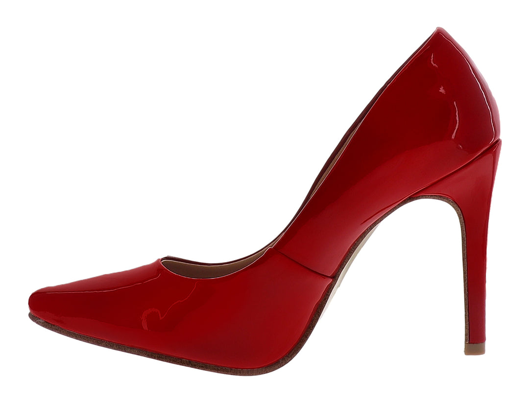 Zapato stiletto de tacón alto en color rojo brillante para mujer.