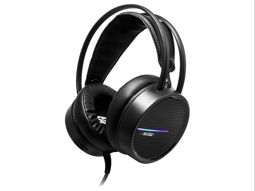 Audífonos gaming Vorago HS502 en color negro con detalles multicolores y almohadillas sintéticas.