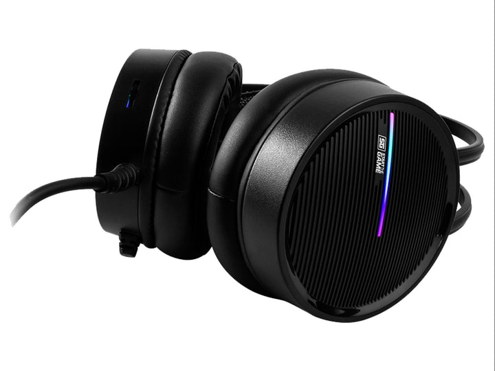 Audífonos gaming Vorago HS502 en color negro con detalles multicolores y almohadillas sintéticas.