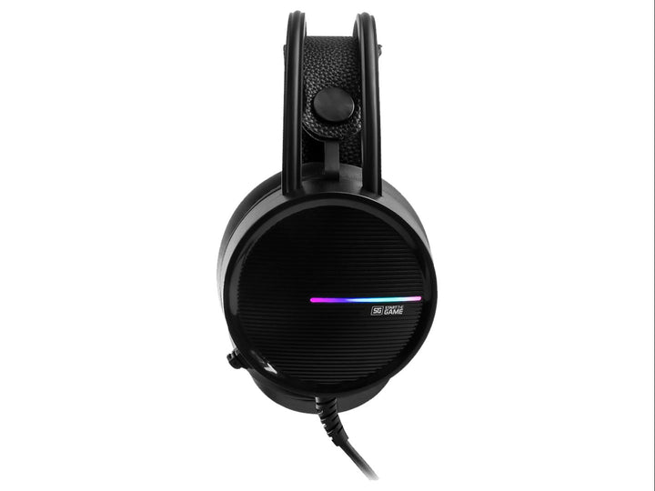 Audífonos gaming Vorago HS502 en color negro con detalles multicolores y almohadillas sintéticas.