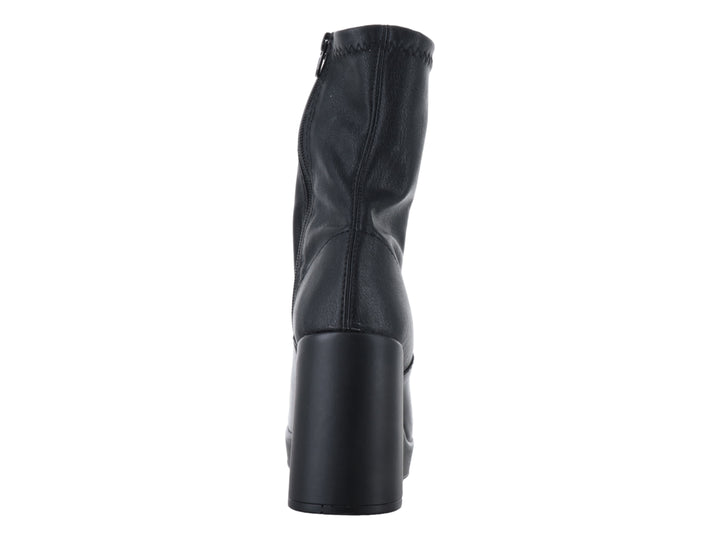 Botín negro de tacón cuadrado y plataforma para mujer.