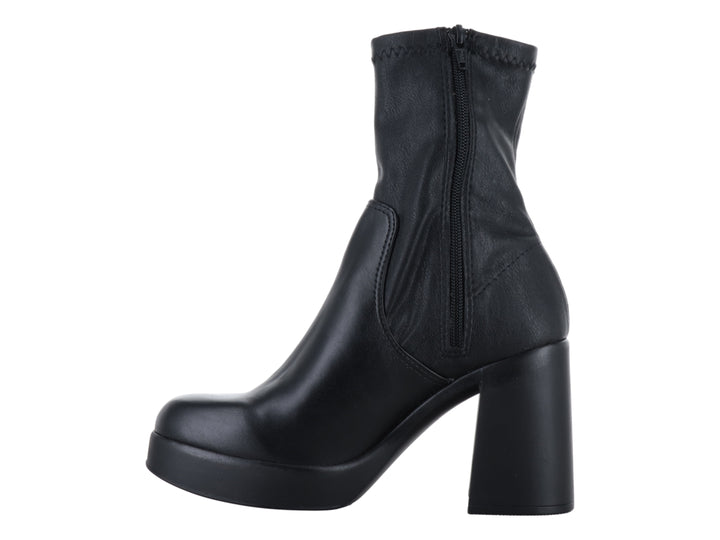 Botín negro de tacón cuadrado y plataforma para mujer.