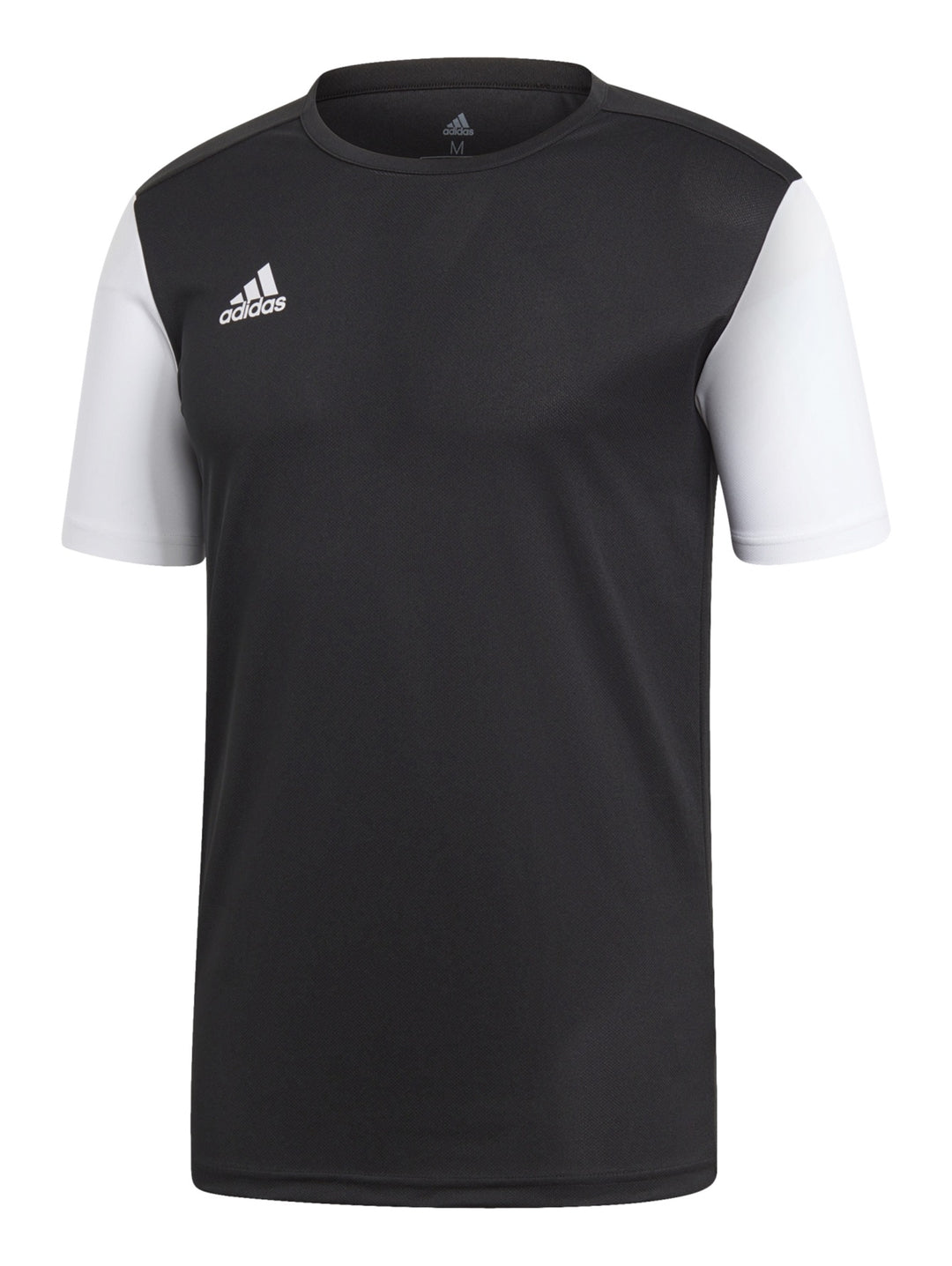 Playera deportiva Adidas color negro con mangas blancas y logotipo blanco en el pecho.