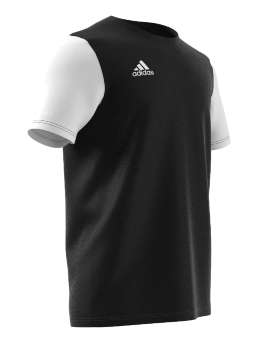 Playera deportiva Adidas color negro con mangas blancas y logotipo blanco en el pecho.