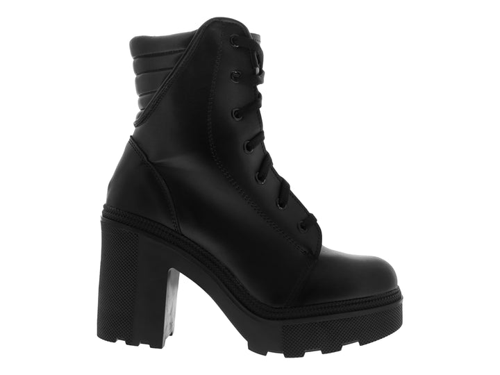 Botas negras de tacón alto y plataforma con agujetas para mujer.