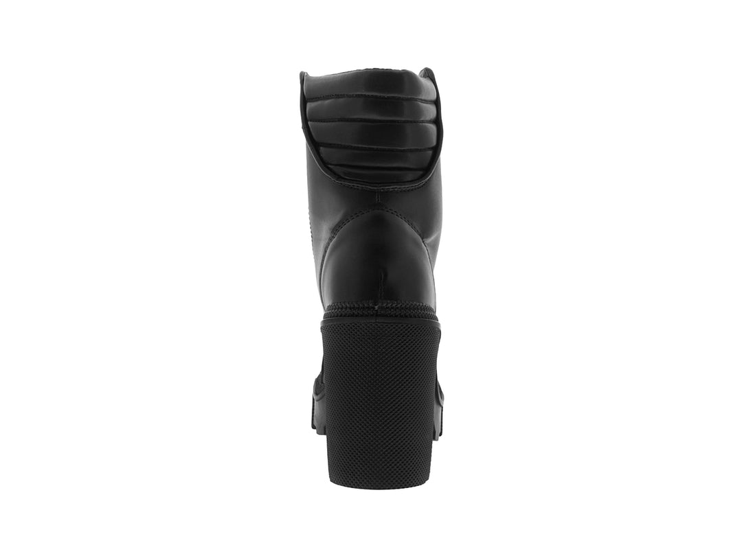 Botas negras de tacón alto y plataforma con agujetas para mujer.