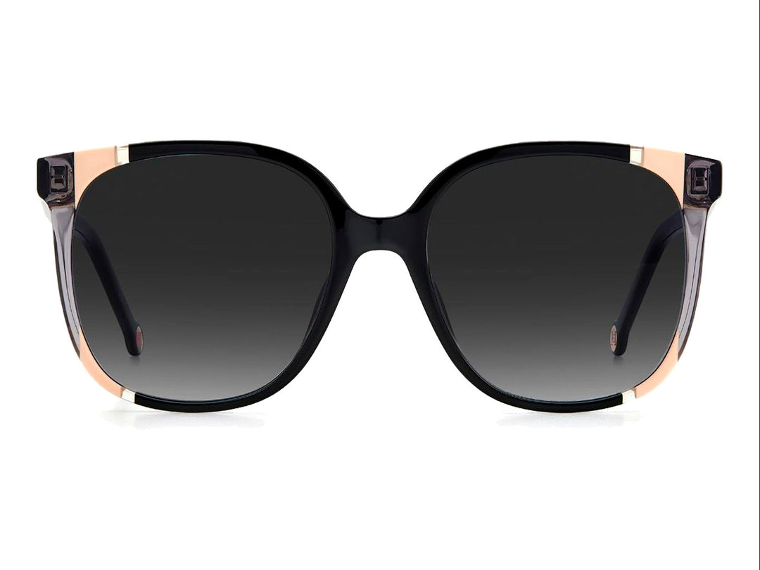 Lentes de sol Carolina Herrera para mujer en color negro con detalles beige en los costados y cristales oscuros.