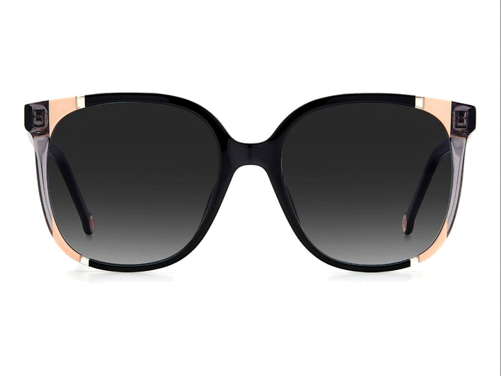 Lentes de sol Carolina Herrera para mujer en color negro con detalles beige en los costados y cristales oscuros.