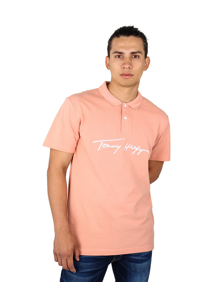 Playera Polo Tommy Hilfiger Signature Bold Logo Color Guava